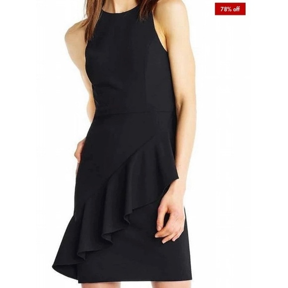 AIDAN BY AIDAN MATTOX black ruffle open back mini dress - Picture 1 of 10